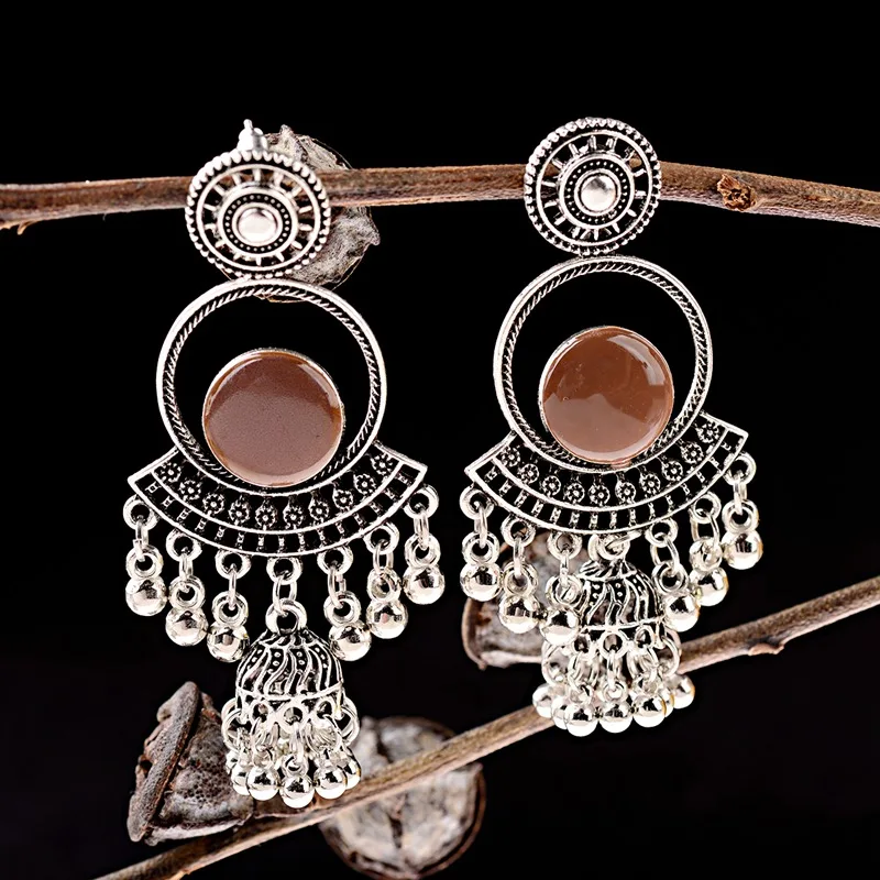 Женские этнические серьги-подвески DOUVEI в стиле ретро Jhumka Jhumki Винтажные висячие