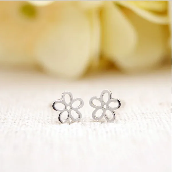 WJZB модные розовые серьги гвоздики с пятью листьями цветком|flower stud earrings|fashion