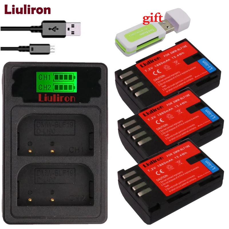 charger and 3battery DMW-BLF19 DMW-BLF19E DMW-BLF19PP BLF19 BLF19E BLF19PP Батарея для цифрового фотоаппарата Panasonic Lumix GH3 GH4 GH5 DMC-GH3 DMC-GH4 DMC-GH5 Камера - Цвет: charger and 3battery