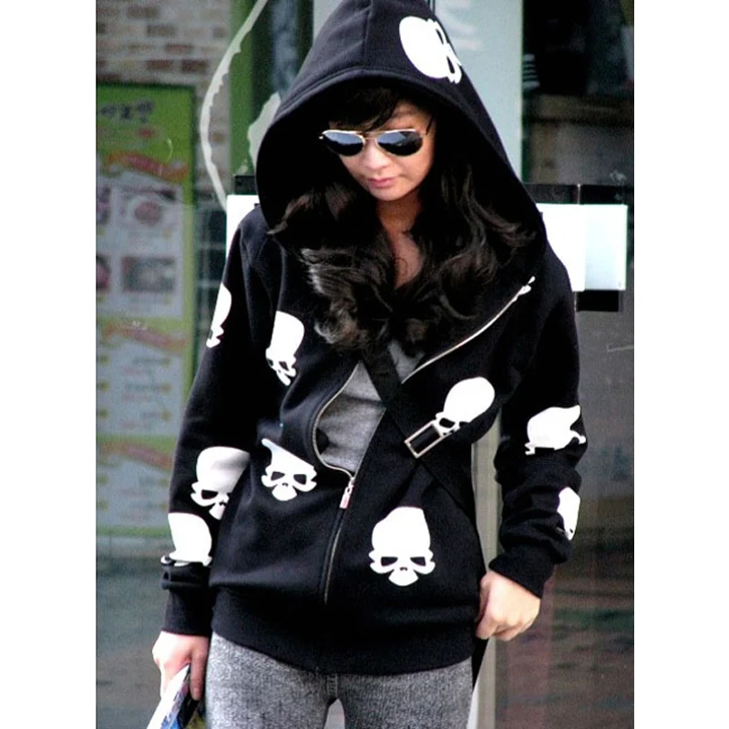 Осенне зимняя женская толстовка на молнии Повседневная Толстовка с принтом