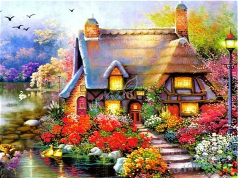 AZQSD Diamond Mosaic Spring Scenery Diamond Painting DIY Full Square Round Diamond Embroidery Rhinestone Home Decoration - Цвет: 2560Z