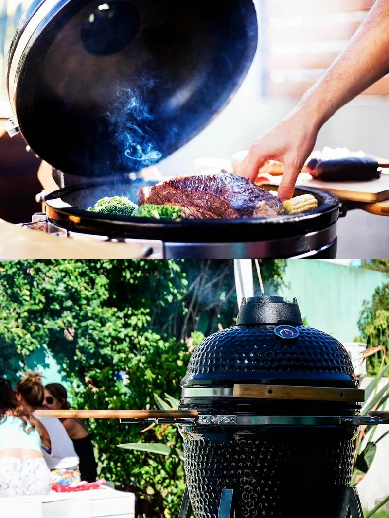 12 дюймов настольный мини Kamado гриль Легко собранный Portale керамический барбекю-гриль милый Открытый Бездымного угля грили