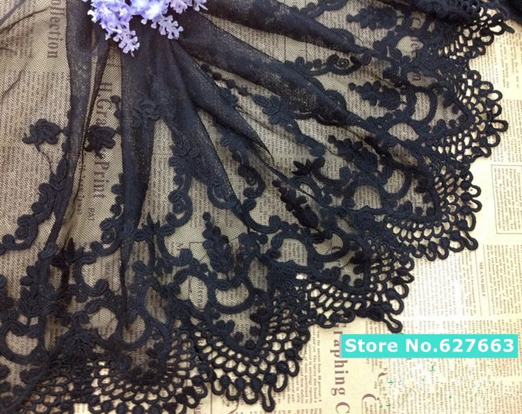 

2Yards/lot 30cm Tulle Embroidered Lace Trim Embroidery Voile Guipure Lace Fabric Sewing Accessories