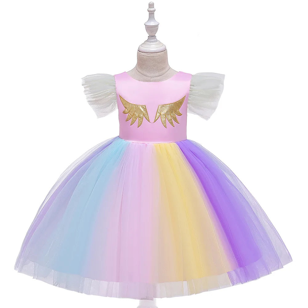 Girl Unicorn Dress Children Birthday Party Rainbow Dresses Up Kids Princess Horse Costumes Toddler Baby Vestido Unicornio Sale | Детская