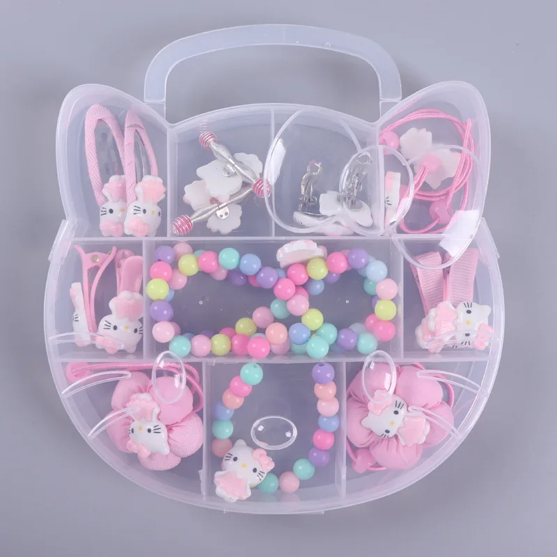 1 подарочный набор, аксессуары hello kitty для детей, заколка для волос для девочек, Резиновая лента, заколка для волос, тиара, головной убор, аксессуары LL01 - Цвет: Светло-коричневый