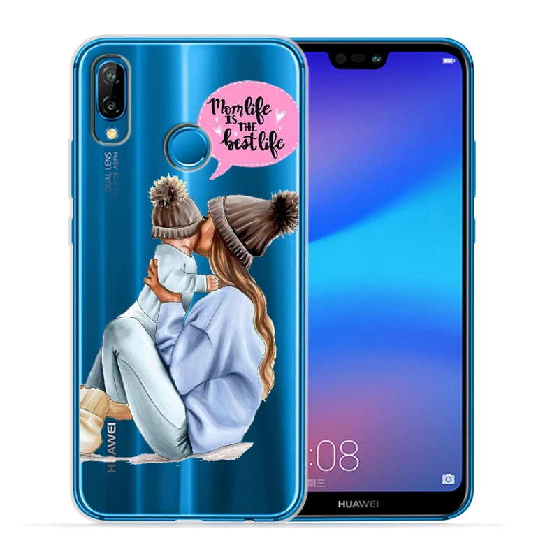 Чехол для телефона с коричневыми волосами мамы и девочки чехол Huawei P30 Lite Pro P20 P8Lite