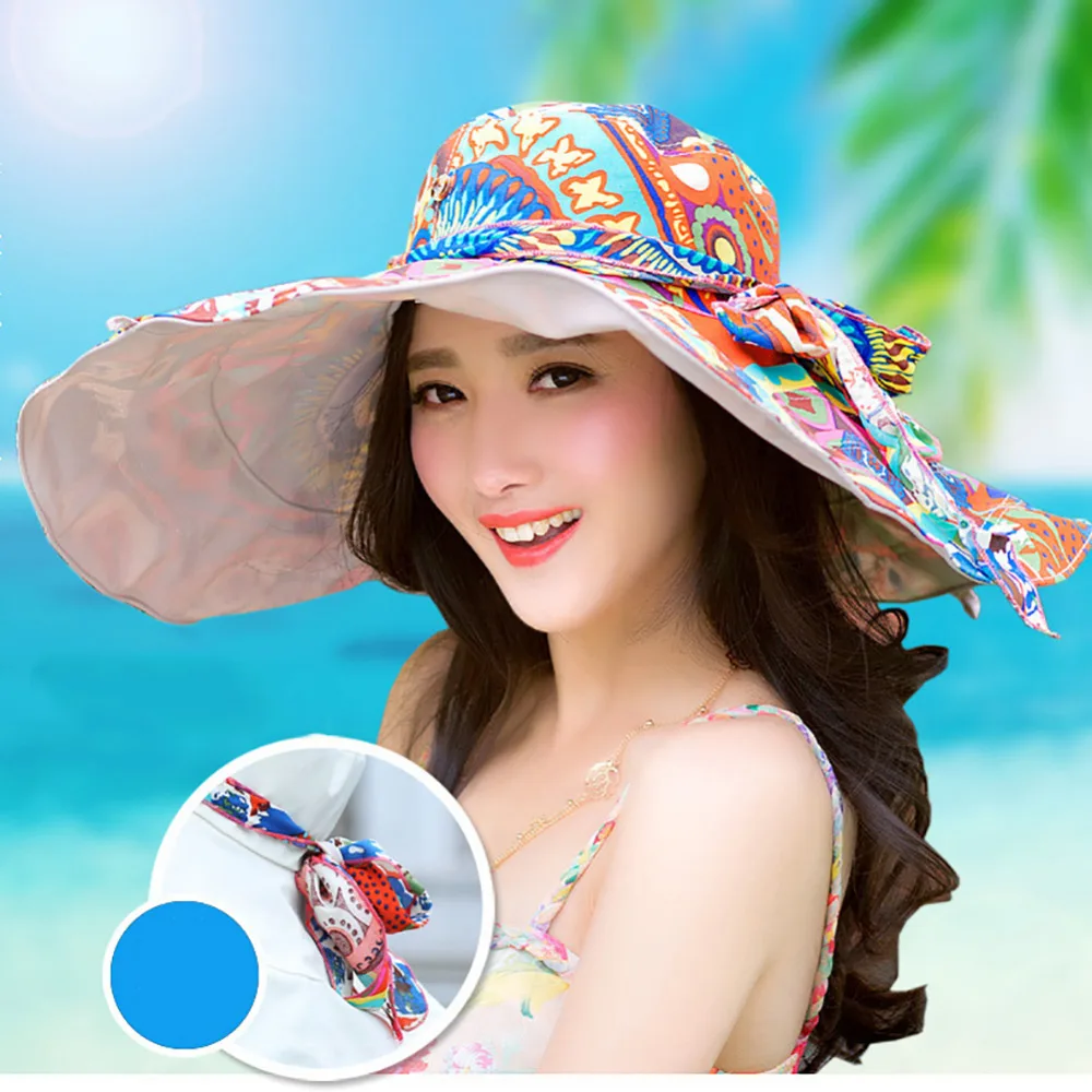 Шляпа Женская Солнцезащитная Складная с цветами модная пляжная Панама большими