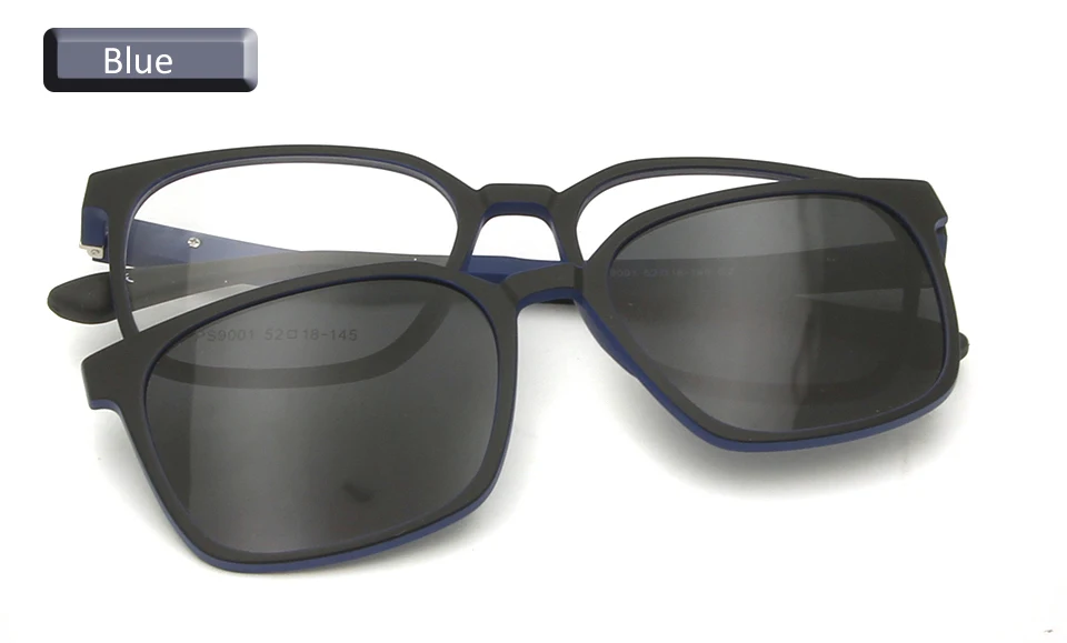eyewear blue TR90 оптические оправы для очков с магнитом для солнцезащитных очков для мужчин поляризованный Polaroid клип на солнцезащитные очки для вождения Квадратные Солнцезащитные очки мужские очки - Цвет линз: eyewear blue