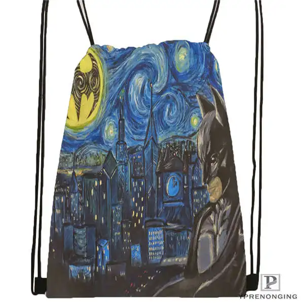Drawstring Backpack На заказ Винсента Ван Гога Звездная ночь шнурок рюкзак сумка милый рюкзак дети ранец(черная спина) 31x40 см#180531-03-52 - Цвет: Drawstring Backpack