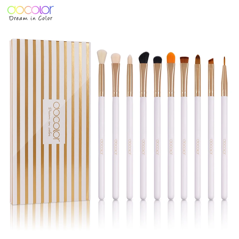 Кисти для макияжа Docolor 10 шт. кисти бровей тени век подводка глаз | Красота и