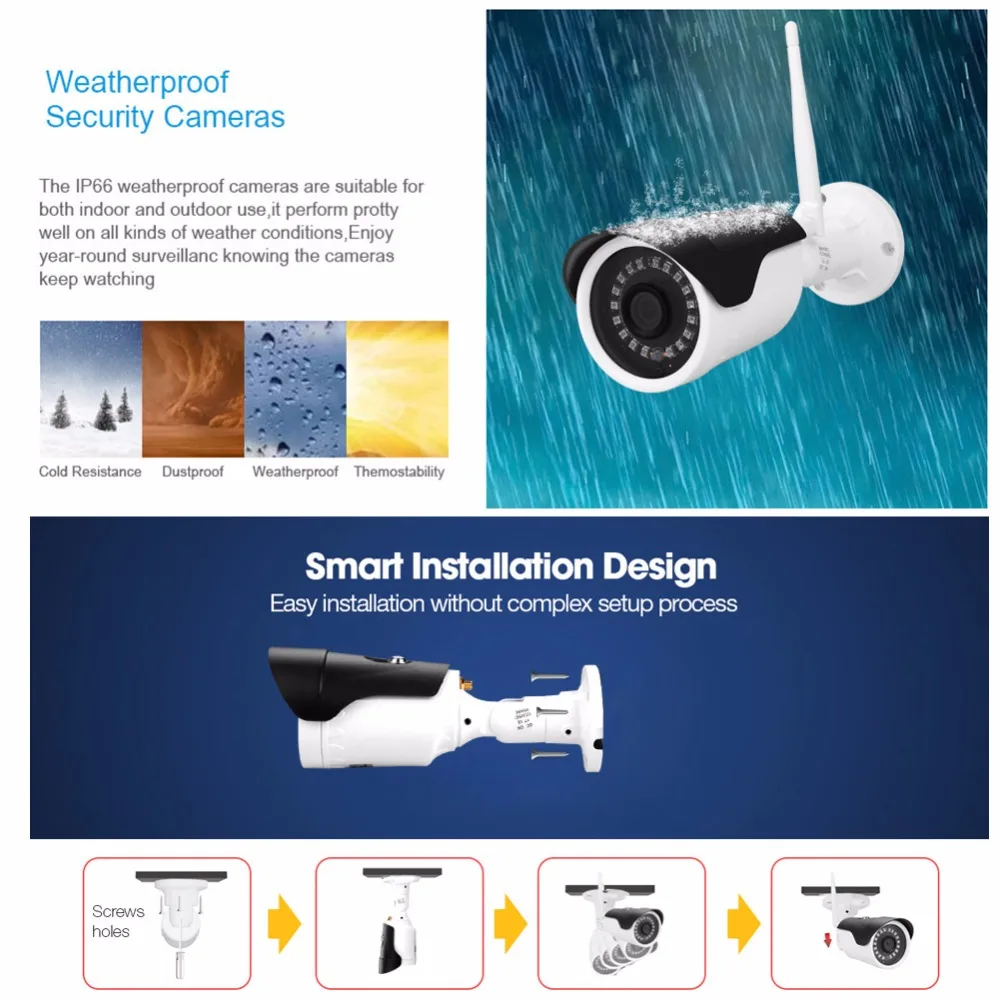 Apleye WI FI 4CH NVR комплект P2P 1080 P HD видео Беспроводной видеонаблюдения 720 IP Камера IR CUT