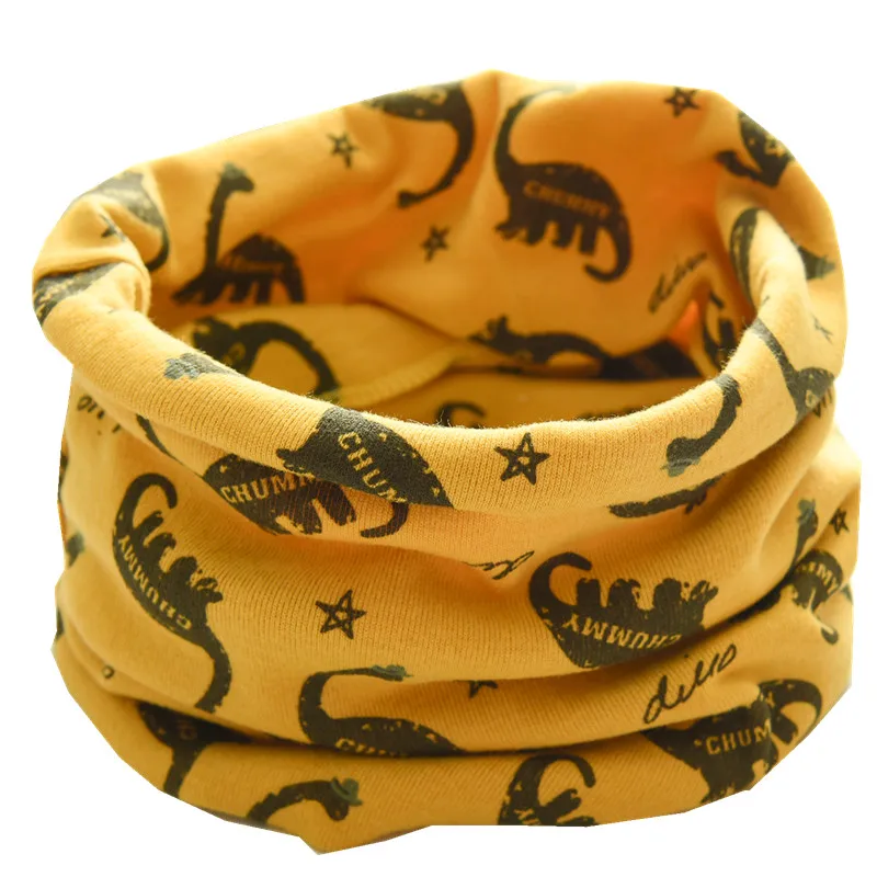 dinosaur yellow "из хлопчатобумажной ткани для мальчиков и девочек, шарф для девочек, для мальчиков Слюнявчики осень-зима теплые детские воротники шеи-хомут с круглым воротником для мальчиков и девочек шейный платок - Цвет: dinosaur yellow