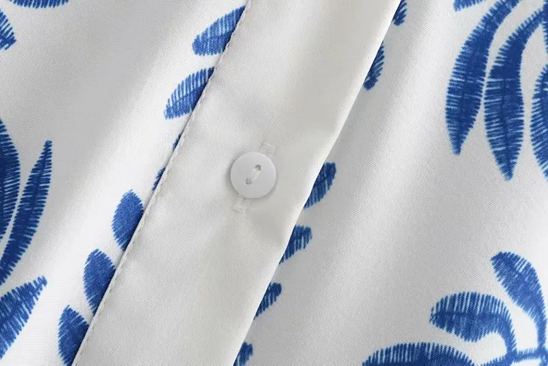 2019 женское винтажное синее и белое фарфоровое платье рубашка с принтом v образным