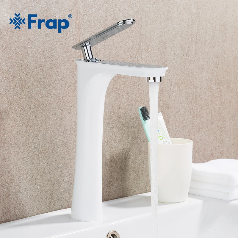 FRAP высокий белый смеситель для раковины хромированный латунный кран ванной