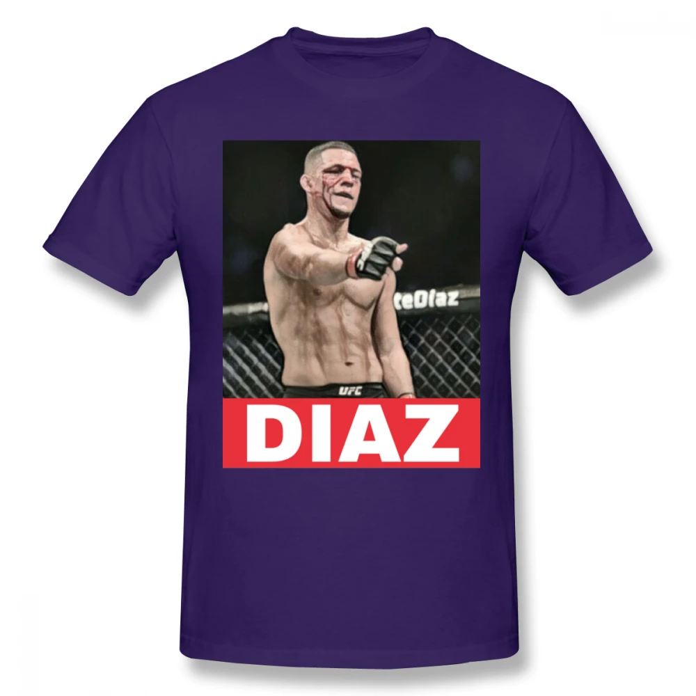 Фиолетовый Awesome UFC MMA Fighter Nate Diaz футболка мужская с круглым вырезом и графическим принтом Camiseta футболка большого размера - Цвет: Фиолетовый
