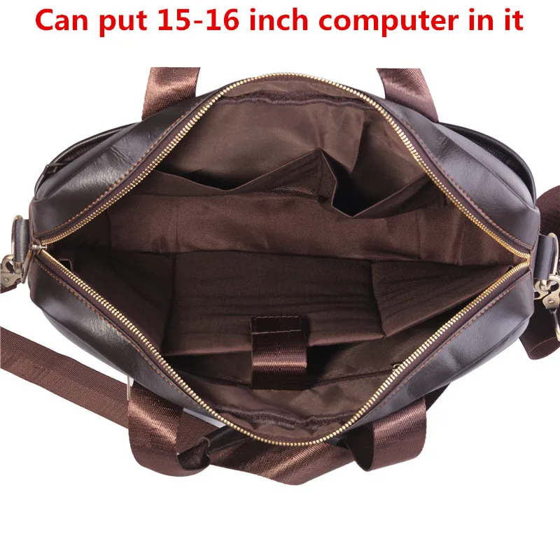 Мужской деловой портфель из натуральной кожи коричневая Диагональная Сумка