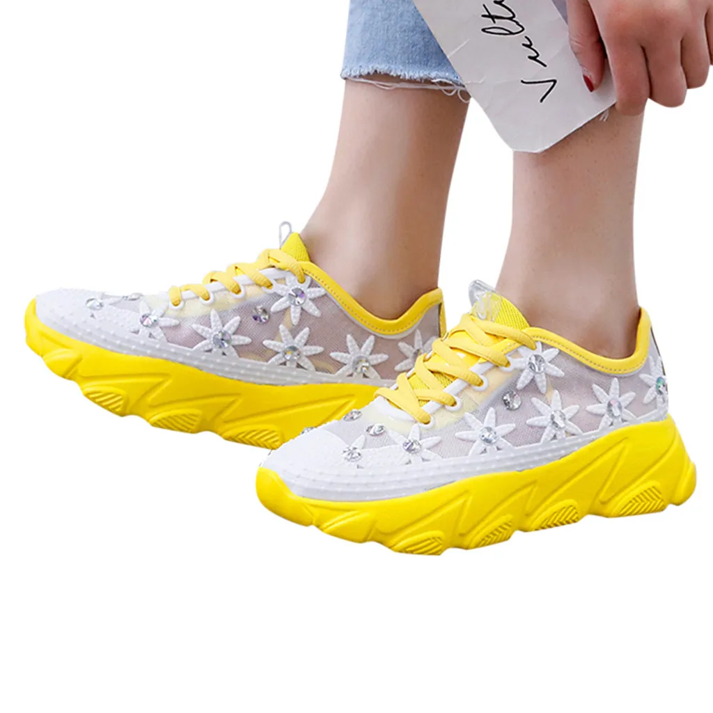 Дышащая Спортивная обувь Женские кроссовки на толстой подошве Прозрачная