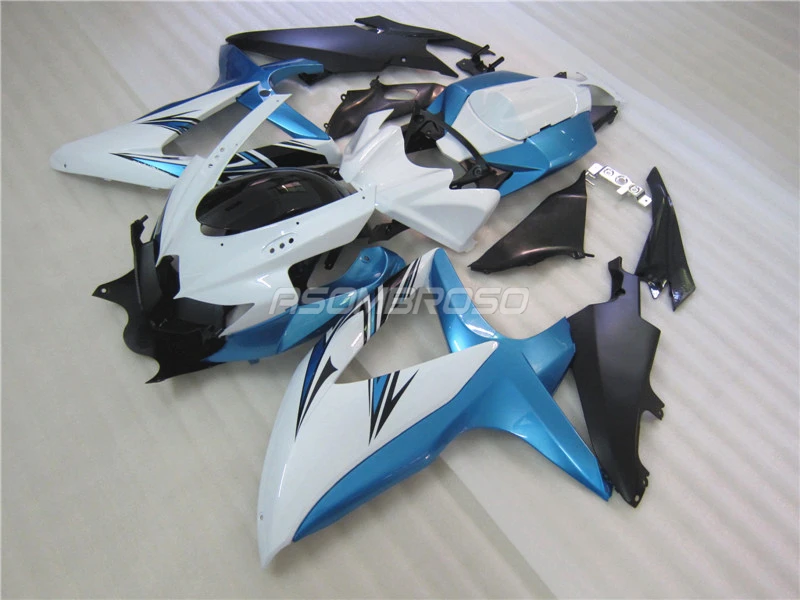Мотоцикл Инъекции обтекатель для Suzuki 2010 2009 2008 GSXR600 K8 GSXR750 GSXR 600 08 09 10 Белый Синий тела ремонт обтекатели комплект