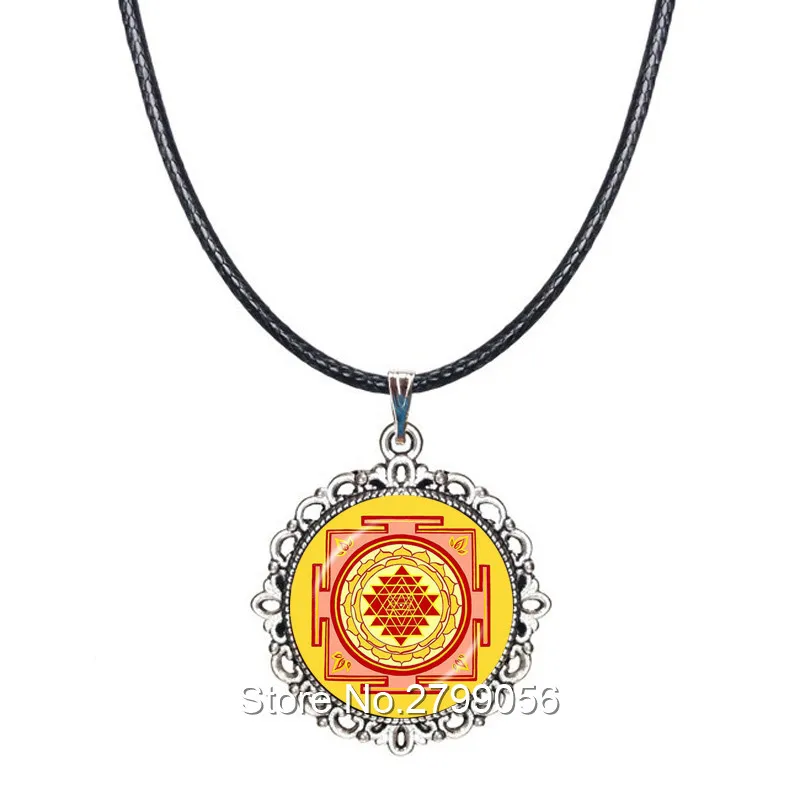 Buddhist Sri Yantra Necklace Talisman Pendant Sacred Geometry Choker Mandala Chakra Jewelry Spiritual Collar | Украшения и