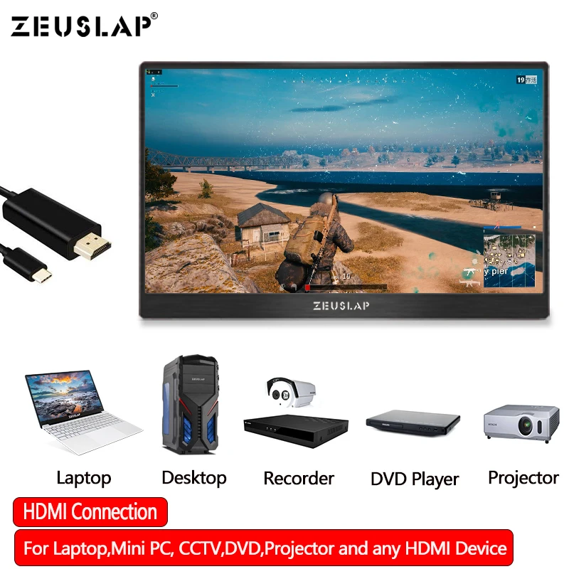 15,6 дюймовый экран монитор Портативный Ультратонкий 1080P ips HD usb type C дисплей для ноутбука телефона xbox Switch и PS4