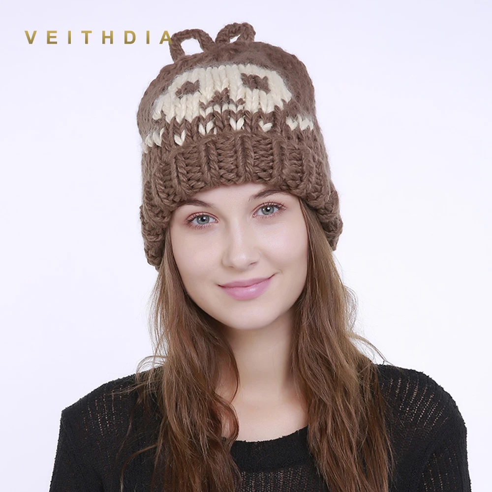 Осенне-зимняя вязаная шапка с антенной ручной работы VEITHDIA 2019 женские шапки шляпа