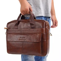 brand men genuine leather handbags large leather 15 laptop bags briefcases casual messenger bag business mens travel bags