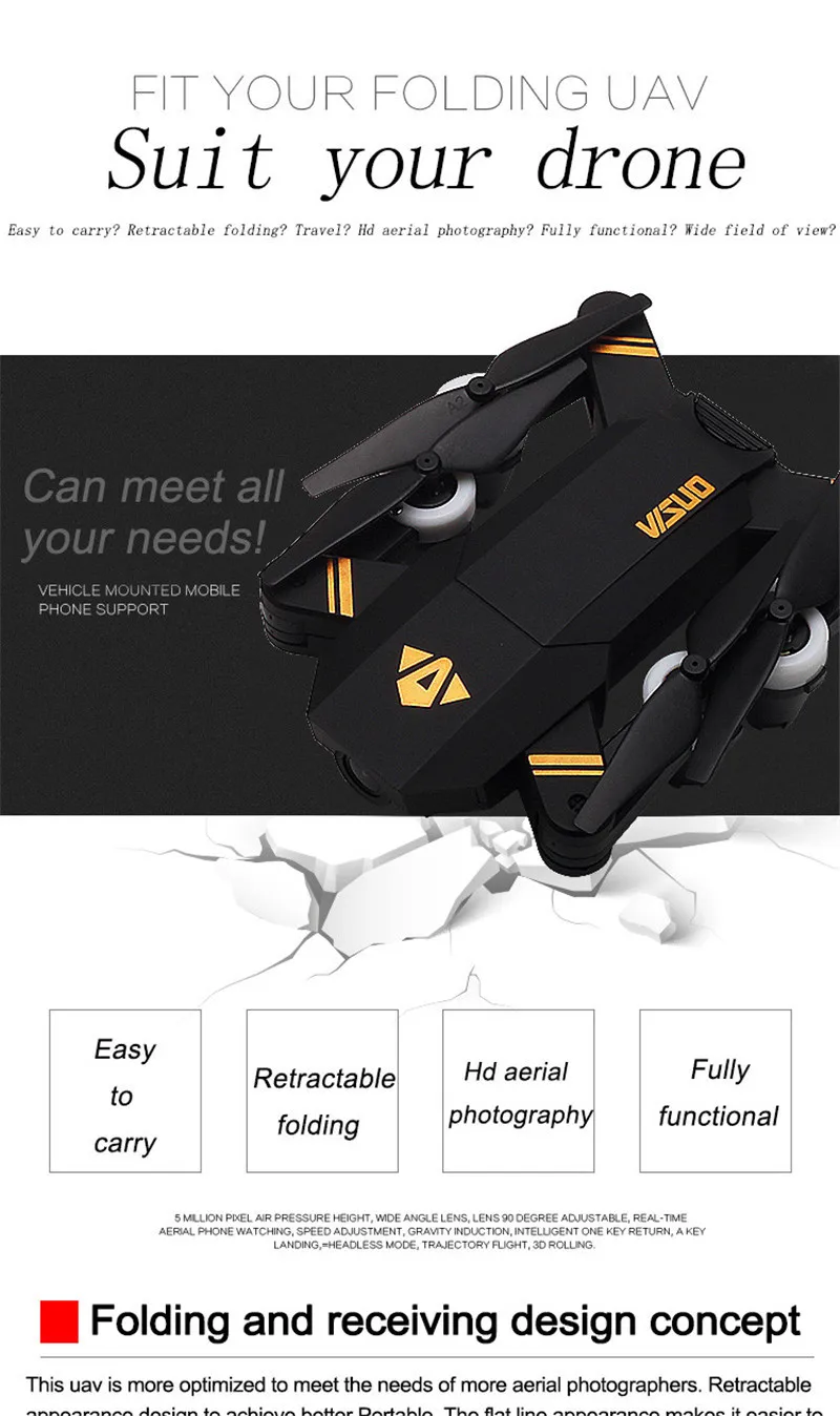 VISUO XS809MINI селфи Дрон с широким углом 2MP HD камера RC Дрон Профессиональный вертолет WiFi FPV RC Квадрокоптер VS XS809HW