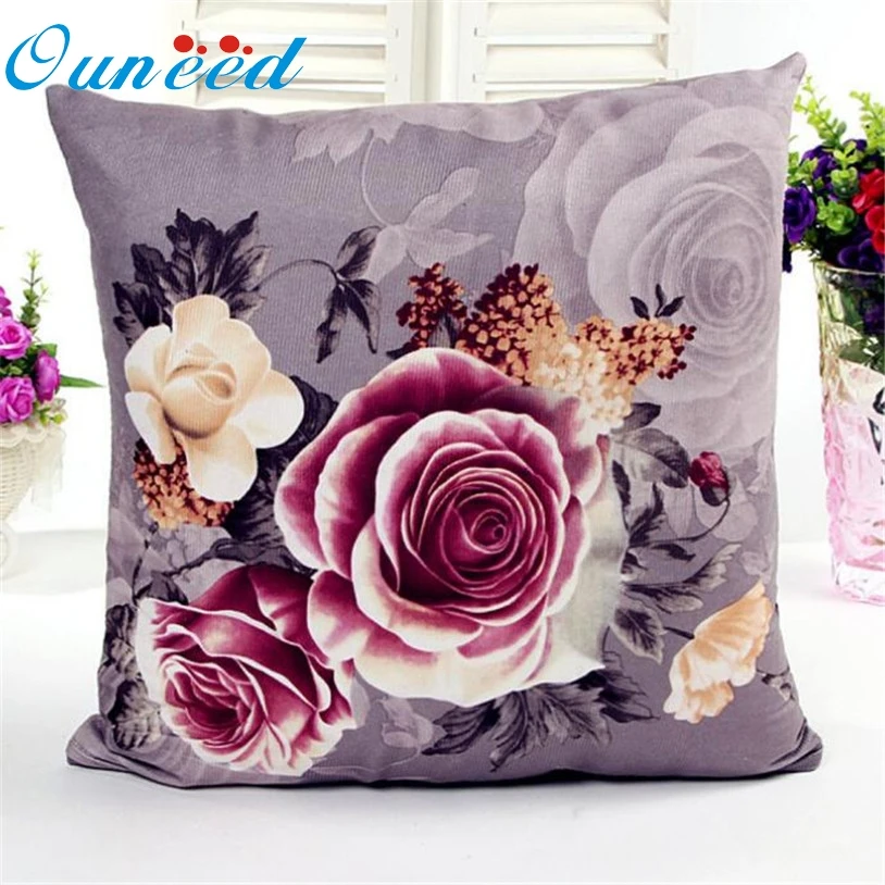 Ouneed Цветочная Подушка крышка крашение пиона дешевые декоративные подушки чехол