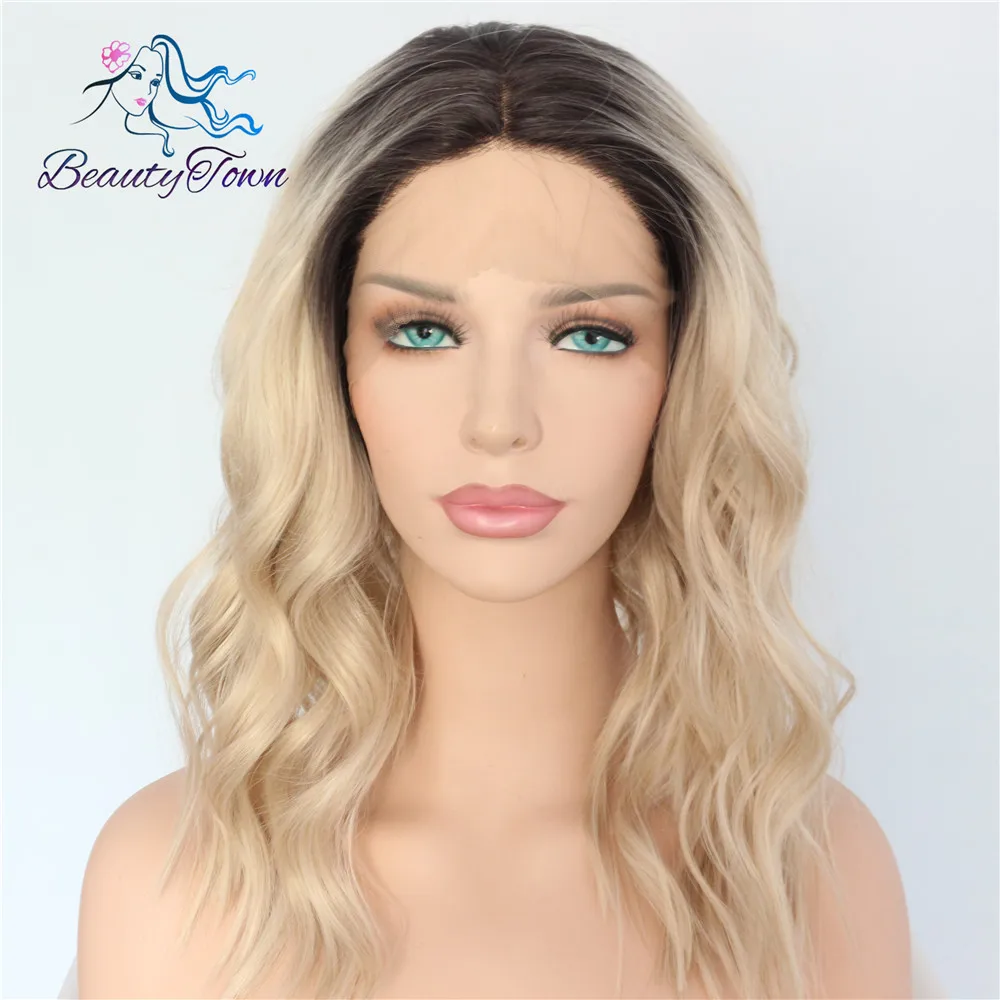 BeautyTown Polaris короткие термостойкие волосы черный Омбре блонд блоггер ежедневный макияж Синтетический кружевной передний Свадебный парик