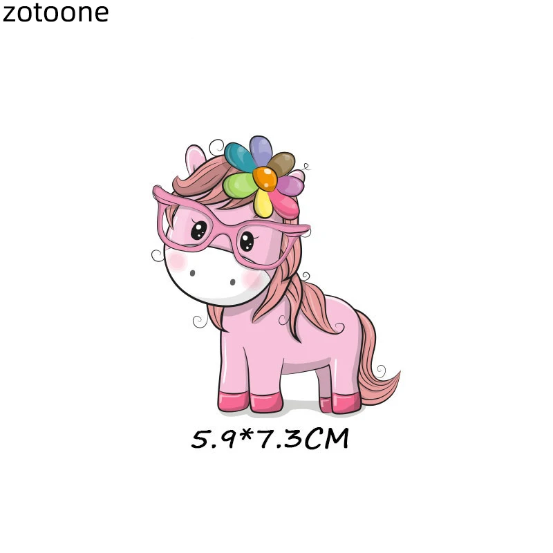 ZOTOONE/аппликация в виде цветка, милое животное, единорог, железные нашивки для детской одежды, нашивка в виде сердца, детская одежда с принтом E - Цвет: 1102