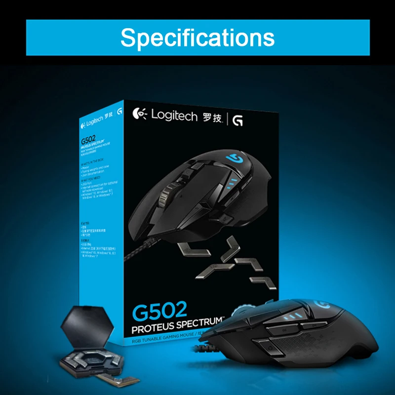 Оригинальная Проводная игровая мышь logitech G502 RGB для мыши геймера поддержка