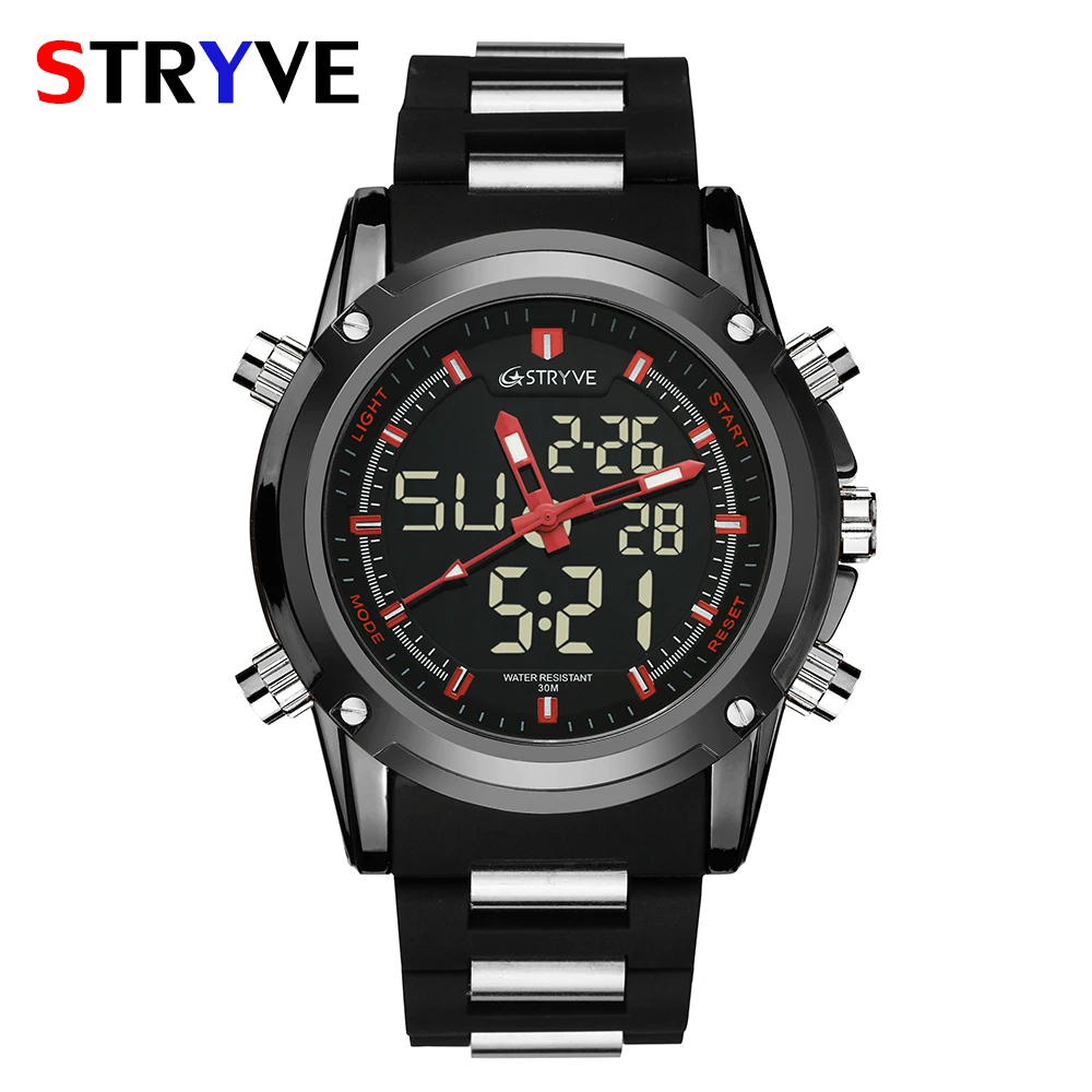 Часы Montre Homme STRYVE для мужчин спортивные водонепроницаемые часы из силиконовой