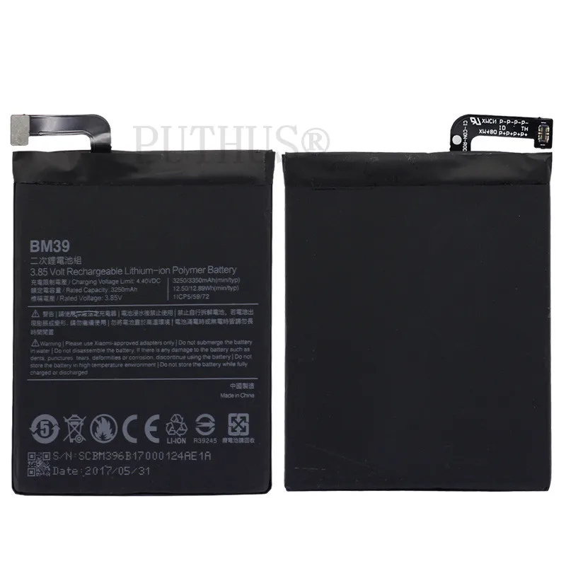 Xiao Mi Оригинал BM39 батарея для Xiaomi Mi6 3250 mAh Высокая емкость Замена Батарея xiaomi 6 M6 +