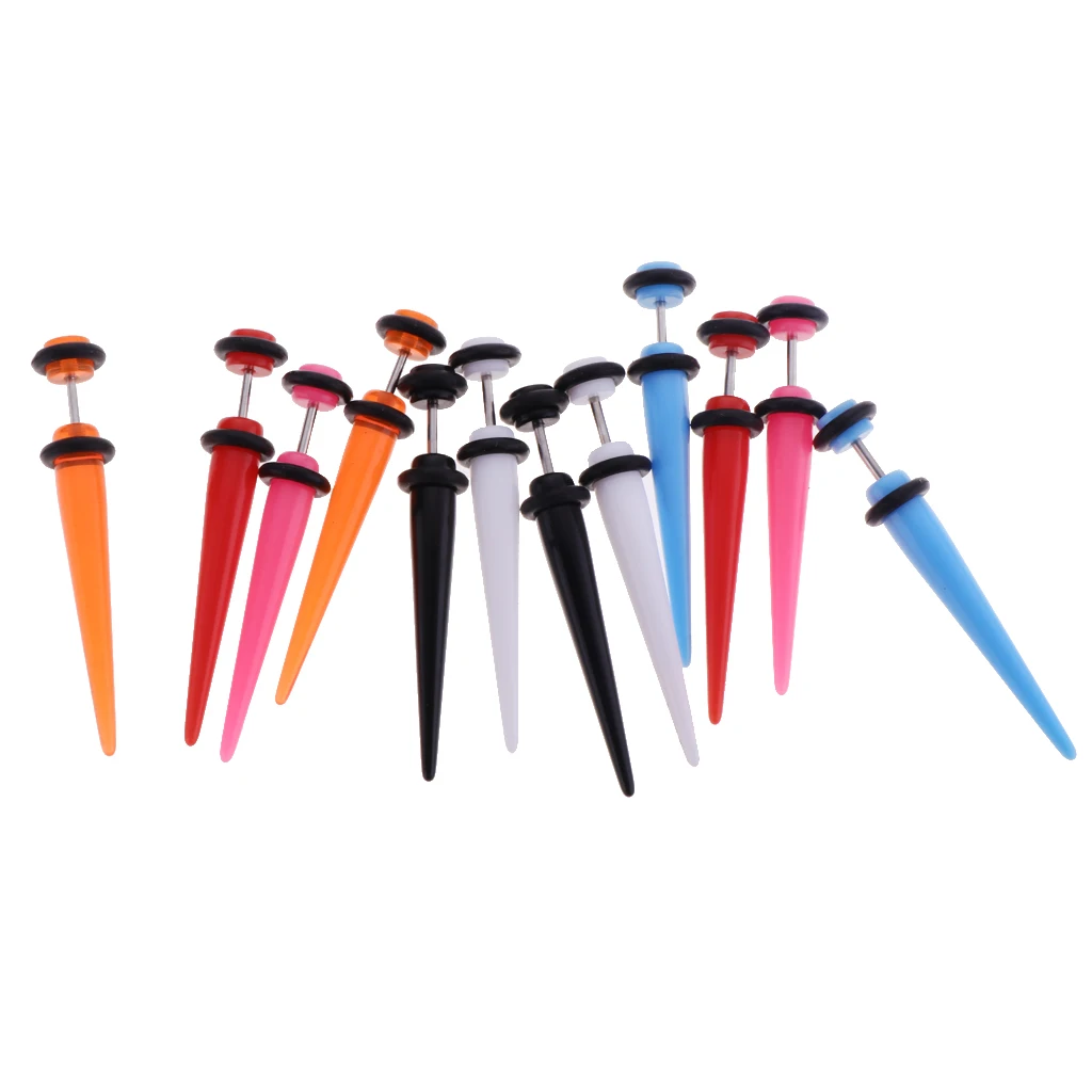 6 Pairs Assorted Acrylic Fake Tapers Earrings Set Stainless Steel Stud Illusion Cheater Faux Gauges Jewelry | Украшения и