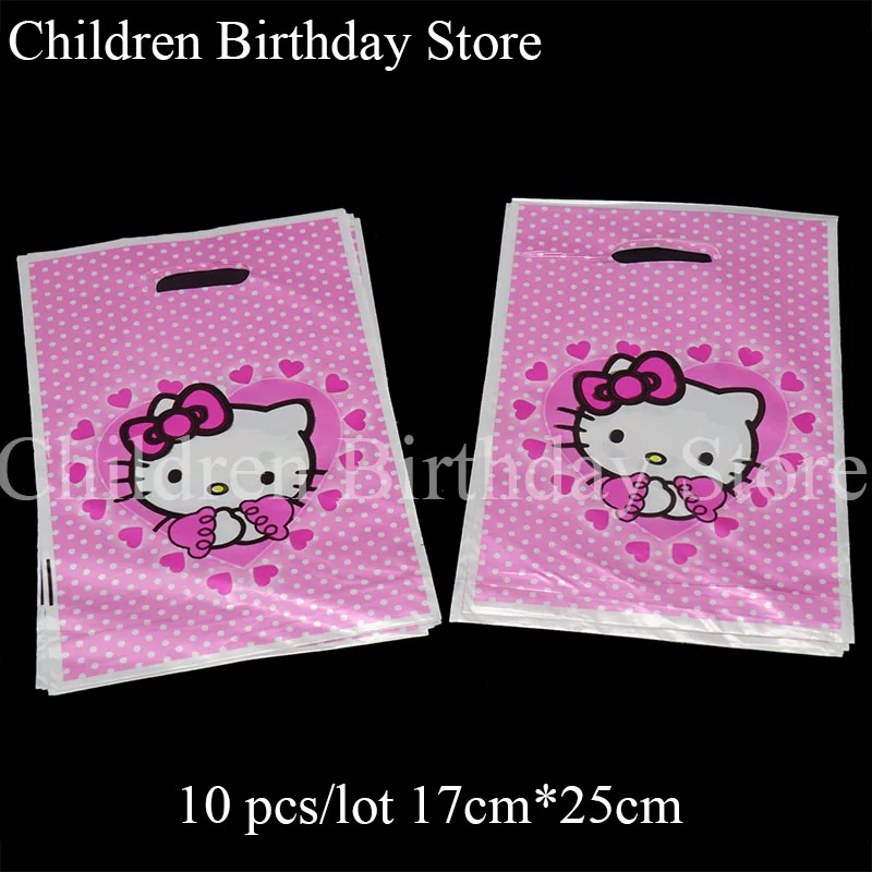 10 шт./лот подарочные сумки Hello Kitty детские украшения на день рождения пластиковые