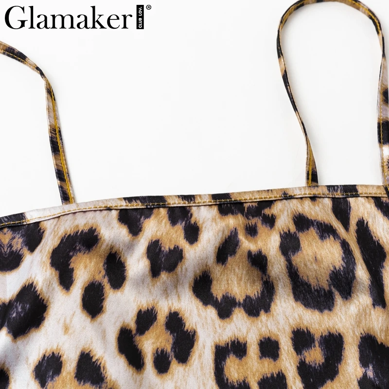 Женское платье с леопардовым принтом Glamaker Летнее мини-платье на шнурках открытой