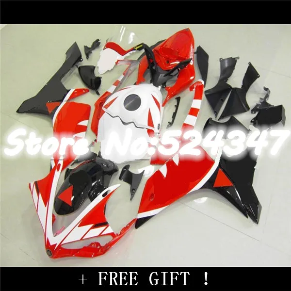 

B красный черный белый для 2007 2008 YZF R1 07-08 YZF-R1 2007-2008 YZFR1 R1 07 08 красный белый черный обтекатель
