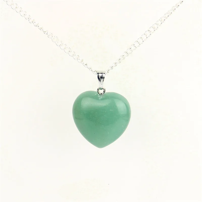 Green aventurine Природный Розовый Кварц Точка Ожерелье Сердце Кристалл Фиолетовый Камень Neckalce Питания Исцеление Рейки Чакра Ювелирные Изделия - Окраска металла: Green aventurine