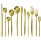 Матовые золотые столовые приборы набор золотой посуды 1810 нержавеющая сталь столовая вилка нож палочки набор серебряных изделий Прямая поставка