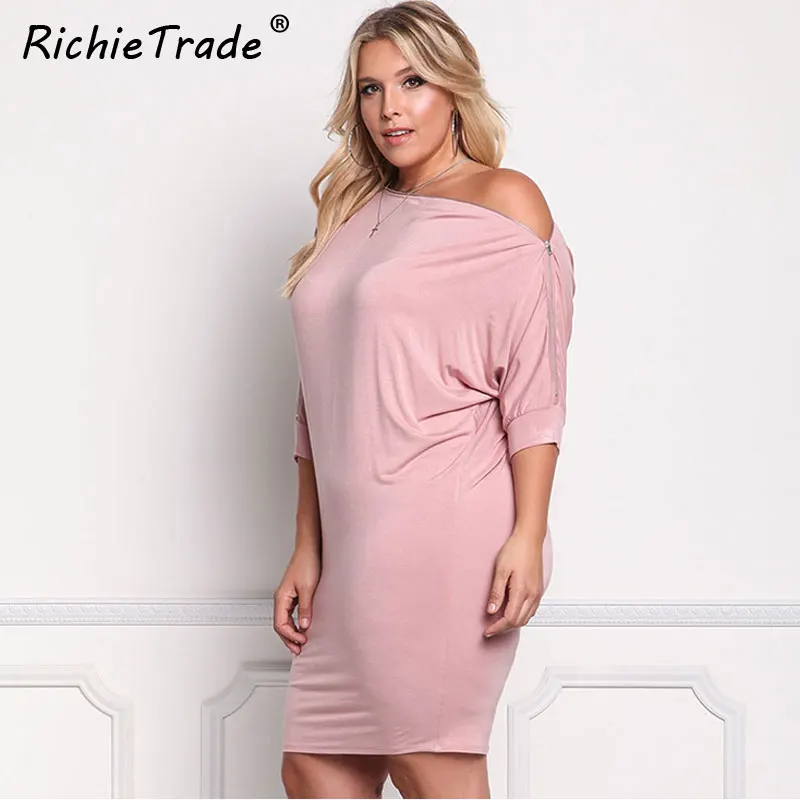 Женское платье на молнии RICHIETRADE однотонное черное с асимметричным вырезом и