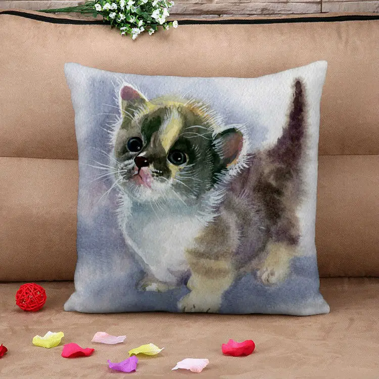 Стиль масляной живописи 45*45 см котенок печати подушки и покрывало декор бросает с