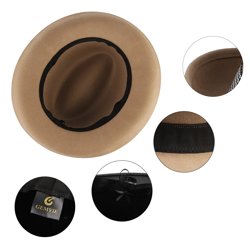 

Ladies Wool Fedoras Hat European American Women's Church Party Banquet Elegant Cap Female Concave Top Short Eave Hats H7205