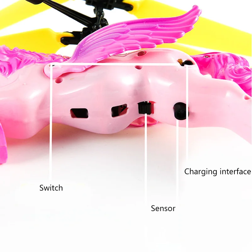 RC LED Infrared Induction Remote Control Flying Unicorn - Kids Gifts image 3
