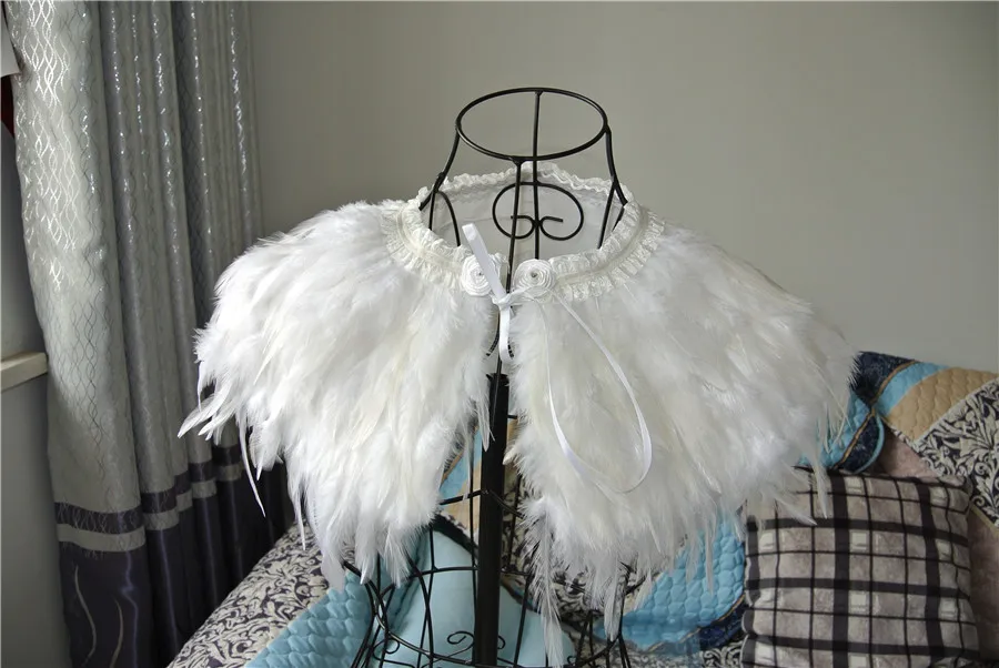 Белая Искусственная верхняя куртка с перьями шаль карнавальное плечо свисающая