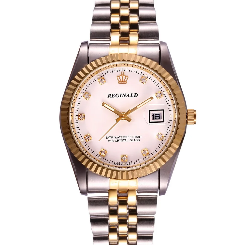 

REGINALD Luxury Mens Dress Style Steel wristband Men Quartz Watch