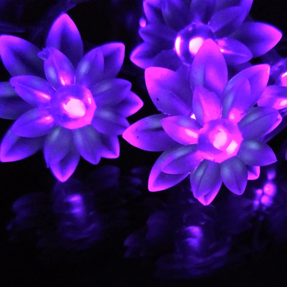 2 м 20 светодиодов Батареи Цветы Лотоса LED Свет Шнура для Украшения Дома и Сада
