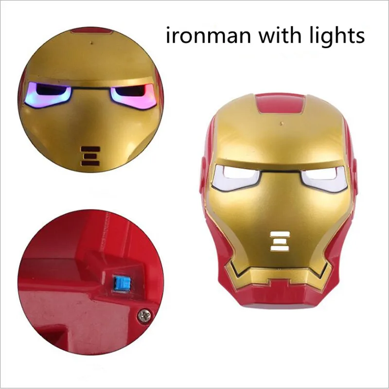 LED ironman Маска супергероя Косплэй Antsman Бэтмен Человек-паук Вечерние Маски Халк IronMan Хэллоуин Рождество для детей и взрослых вечерние костюмы маски - Цвет: LED ironman