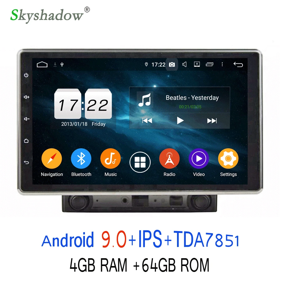 Ips HD 10," Android 9,0 4 Гб+ 64 Гб 8 ядерный автомобильный dvd-плеер gps ГЛОНАСС карта RDS радио wifi Bluetooth 4,2 Регулируемый для универсального