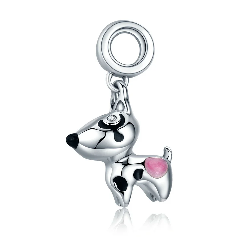 HSC417 Бусины из стерлингового серебра 925 Подвески I Love My Dog, животные собачья кость DIY Подвески подходят Пан оберег бусины для браслета для изготовления ювелирных изделий - Окраска металла: HSC417