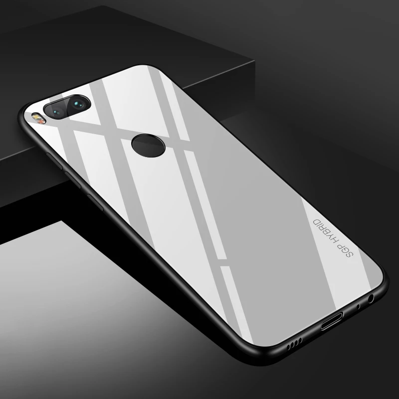 Градиентный чехол для телефона для Xiaomi mi A1 чехол для Xiao mi my A1 5X mi 5X mi A1 стеклянный цветной чехол для mi A 1 5 X Закаленное Стекло - Цвет: White